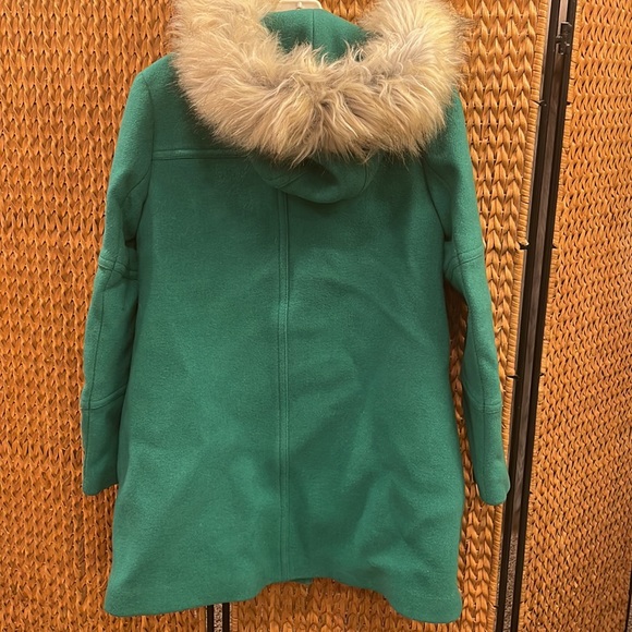 J CREW “CHATEAU” wool blend coat w faux fur trimmed hood - Picture 7 of 10